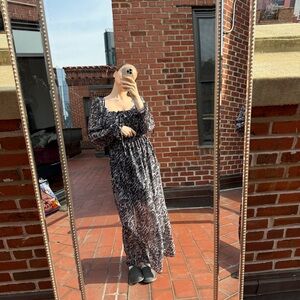 AllSaints Black and White Animal Print Maxi Dress